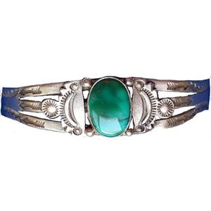 Antique Fred Harvey Era Silver Turquoise Bracelet